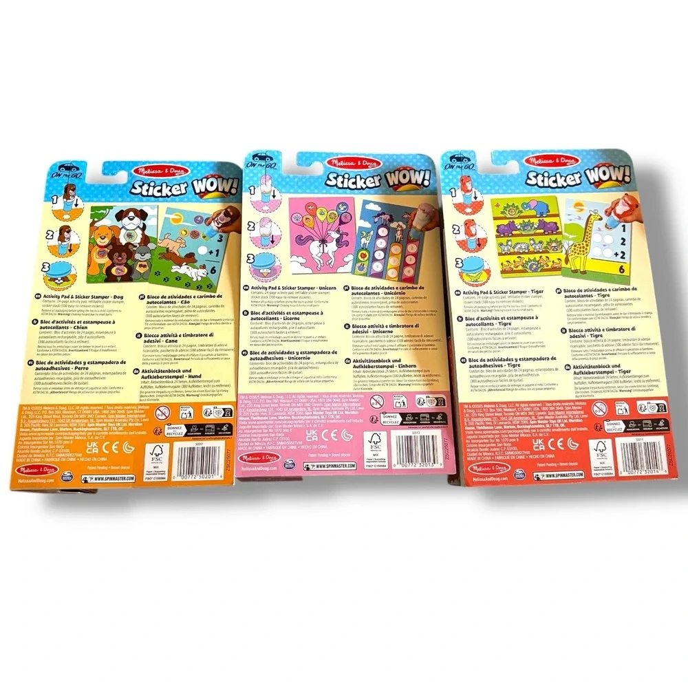 Bundle of 3 Melissa & Doug‎ Sticker WOW Activity Pad Stamper Toy Kids 3+